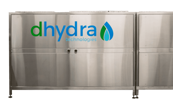 Dhydra Rapid Low Temperature Dehydration Titan 120 Equipment Unit in stainless steel with Dhydra logo