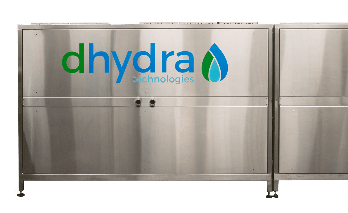 Dhydra Rapid Low Temperature Dehydration Titan 120 Equipment Unit in stainless steel with Dhydra logo